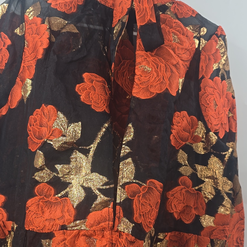 ASOS Florals on High-Neck‎ Ruffle Mini Dress - Orange/Black - Picture 11 of 11